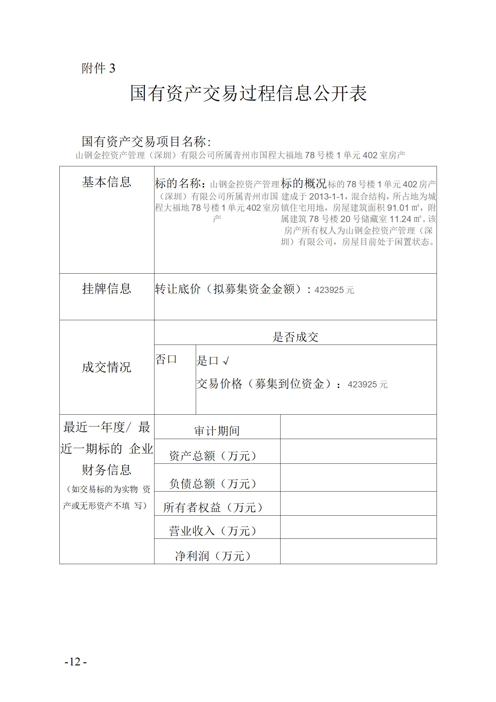 國有資產(chǎn)交易過程信息公開表 78-1-402(1)_01 國有資產(chǎn)交易過程信息公開表 78-1-402(1)_01